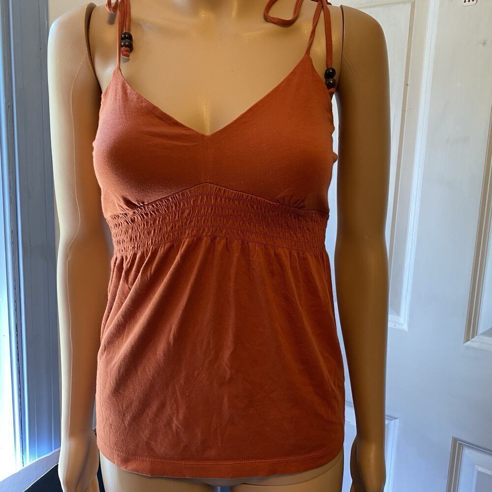 Y2K Loft Women XSP Tank Top Babydoll Tie Shoulder Travel Beach Summer RustOrange